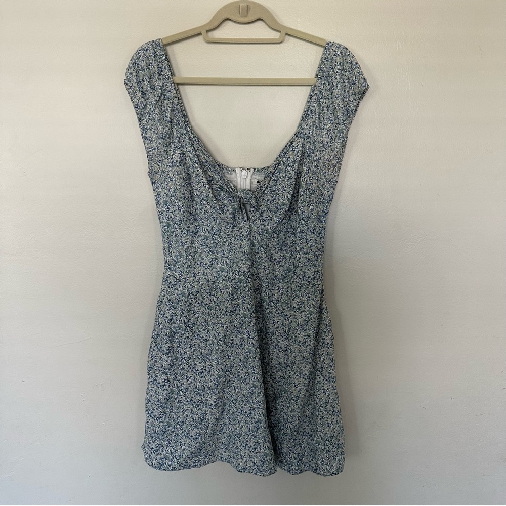 Abercrombie & Fitch Light Blue Floral Tie-Front Mini Dress